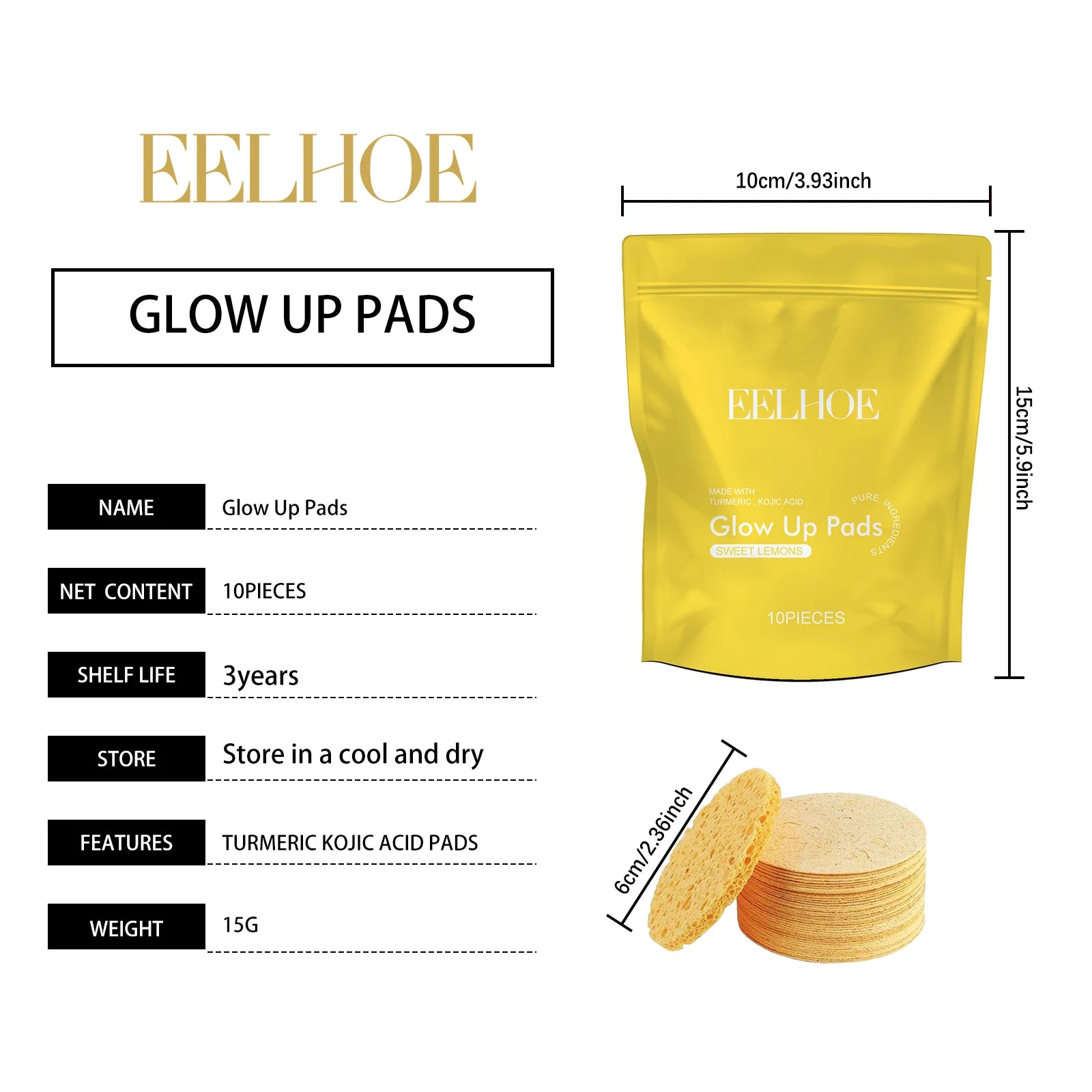 Turmeric Cleansing Pad Deeply Cleanses Skin Removes Dirt Acne Treatment Controls Oil and Softens Exfoliated Tender Skin 10Pads Oasis Select