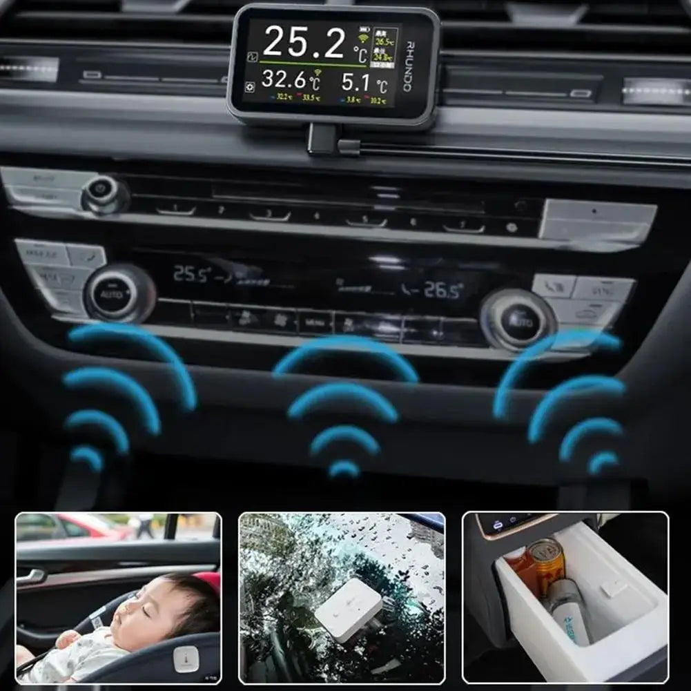 Wireless Car Thermometer – 3 Sensors, 40m Range, Type-C