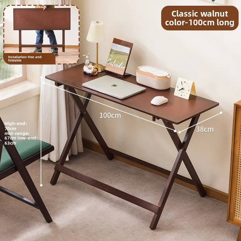 Folding table Rectangle desk Computer table Bedroom Home bedside table Desk worktable Small apartment dining table Oasis Select Walnut D 100