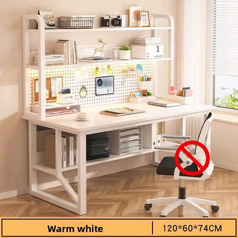 Computer desk, bookshelf, integrated bedroom, learning and writing desk, multi-functional desk with hole board Oasis Select White-120CM