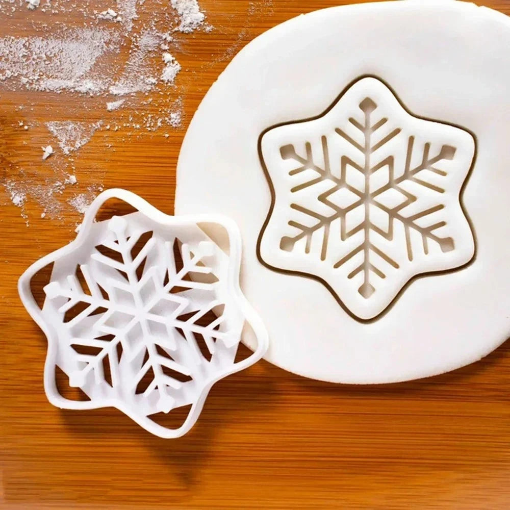 Christmas Gingerbread Cookie Cutters DIY Snowflake Santa Plastic Cookie Mold Biscuit Stamp Christmas Baking Supplies Oasis Select Snowflake 1