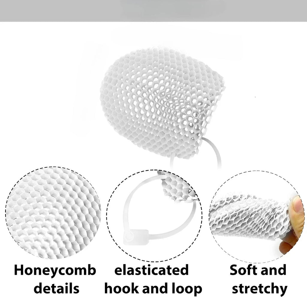 Honeycomb Exfoliating Shower Finger Caps, available in multiple colors, cleanses the skin and is safe, breathable and odorless. Oasis Select WHITE