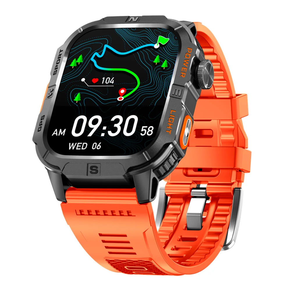 GPS Smart Watch Compass Flashlight Smartwatch Man Lady Outdoor Music Sports Heart Rate Health Blue Tooth Call Waterproof 540mah Oasis Select BOORS