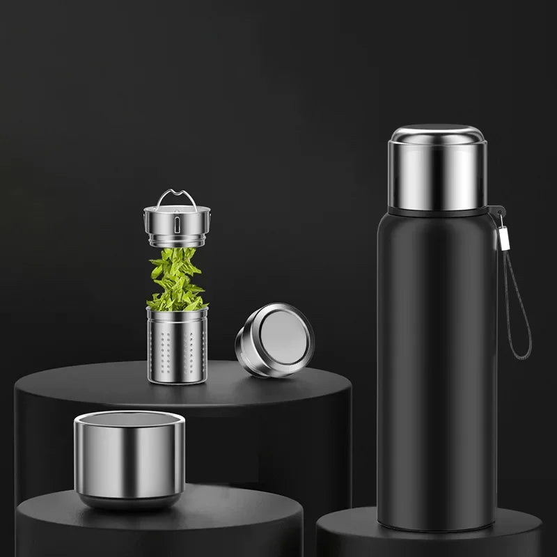 Stainless Steel Smart All-Steel Vacuum Cup Large Capacity Tea and Water Separation Portable Outdoor Sports Bottle Thermos Oasis Select Ordinary style 1500ml