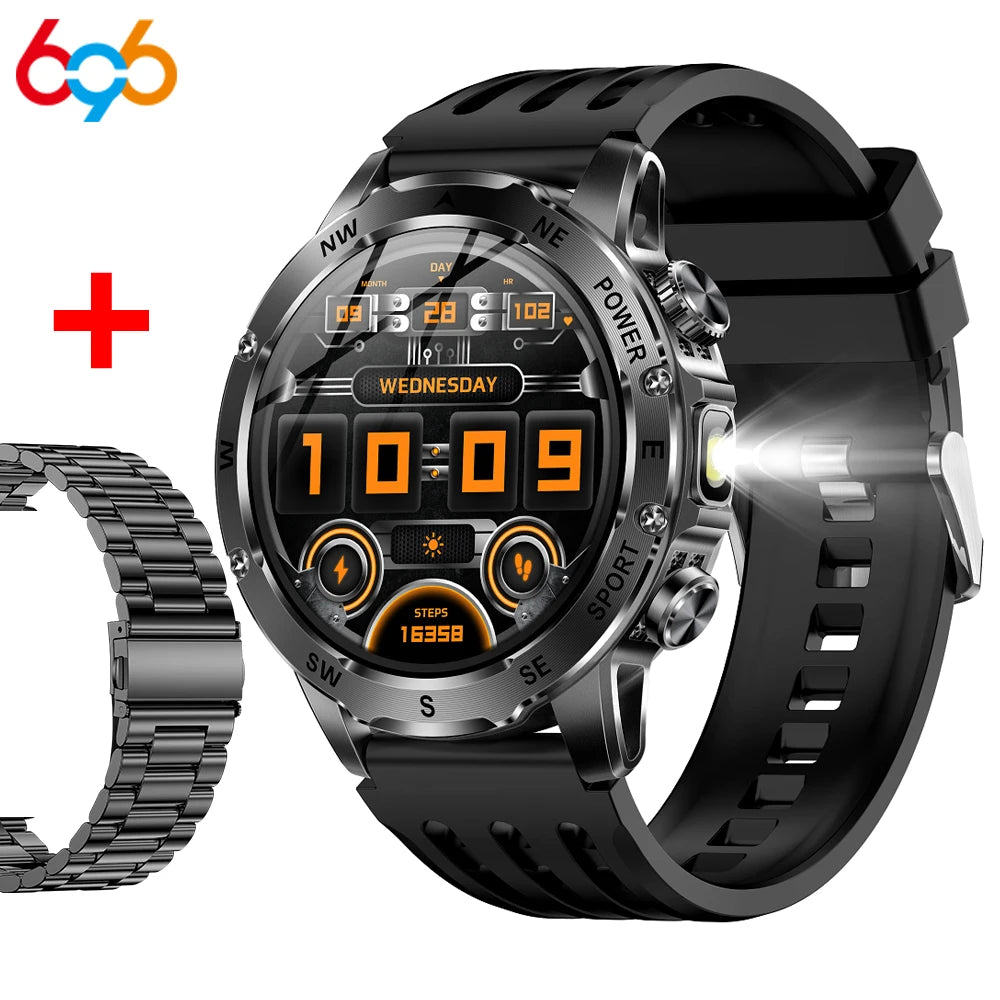 Outdoors Smart Watch Men Women 800Mah Battery IP68 Waterproof Health Music Smartwatch Flashlight Compass BT Call Sports Fitness Oasis Select BKBKS A BK3M