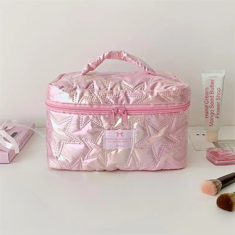 Shiny Star Makeup Bag – Cute Zipper Cosmetic Organizer Women