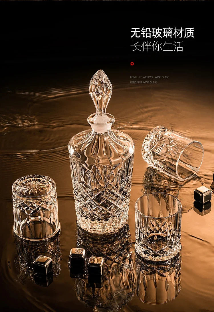 European thickened whiskey glass set large foreign wine glass crystal glass wine bottle creative wine set Oasis Select