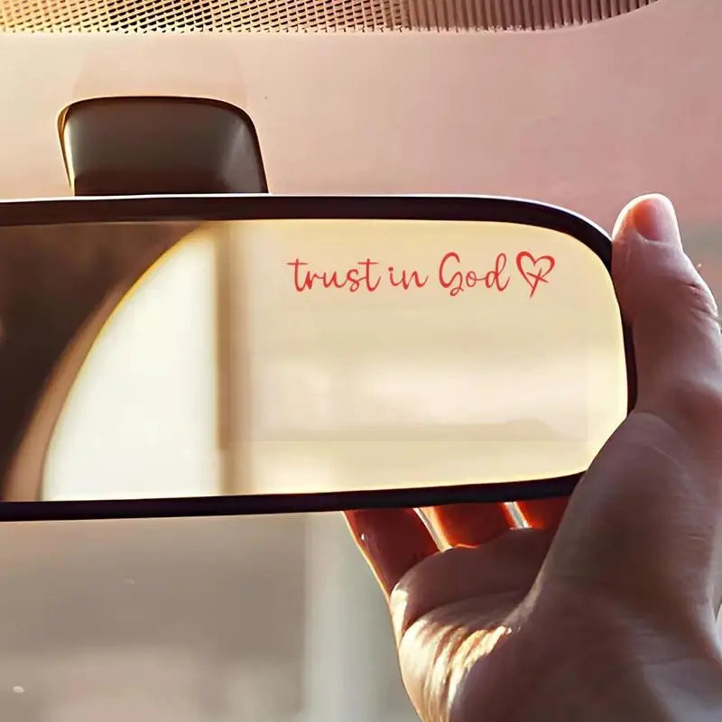 Trust In God Heart Car Rear View Mirror Sticker Decal Faith Bible Verse Christian Church Auto Vehicle Bumper Decor Oasis Select