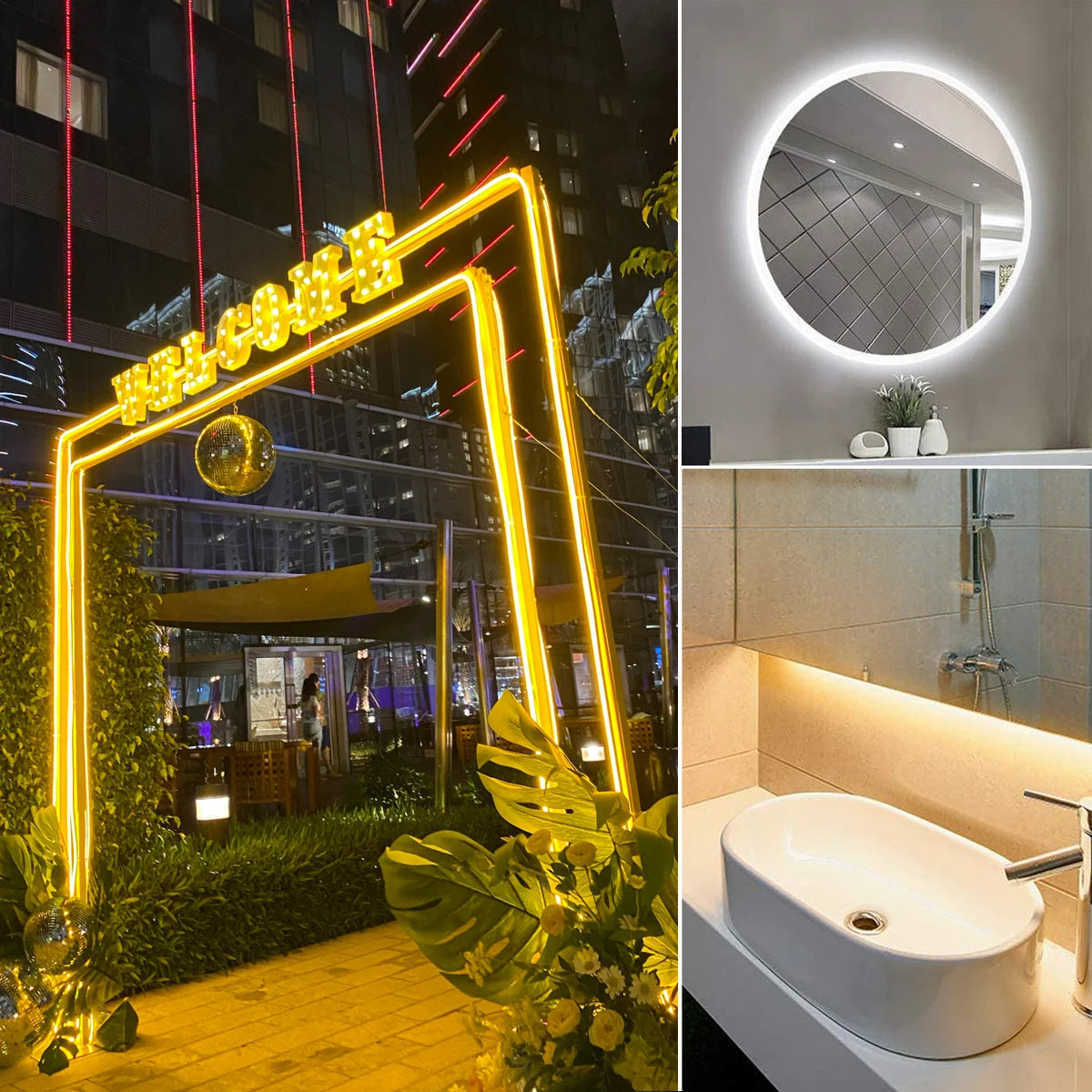 DC12V LED Strip Lights with Hand Sweep Motion Sensor 1M/2M/3M/5M Neon Tape for Cabinet Bathroom Mirror Lighting Hand Sweep Contr Oasis Select