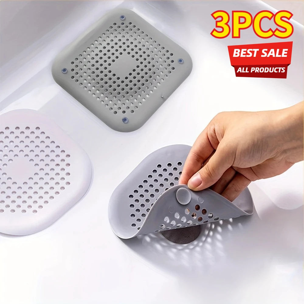 3 Silicone With Suction Cup Floor Drain Sticker Bathroom Sewer Hair Filter Drain Cover Home Floor Drain Mat Bathroom Accessories Oasis Select