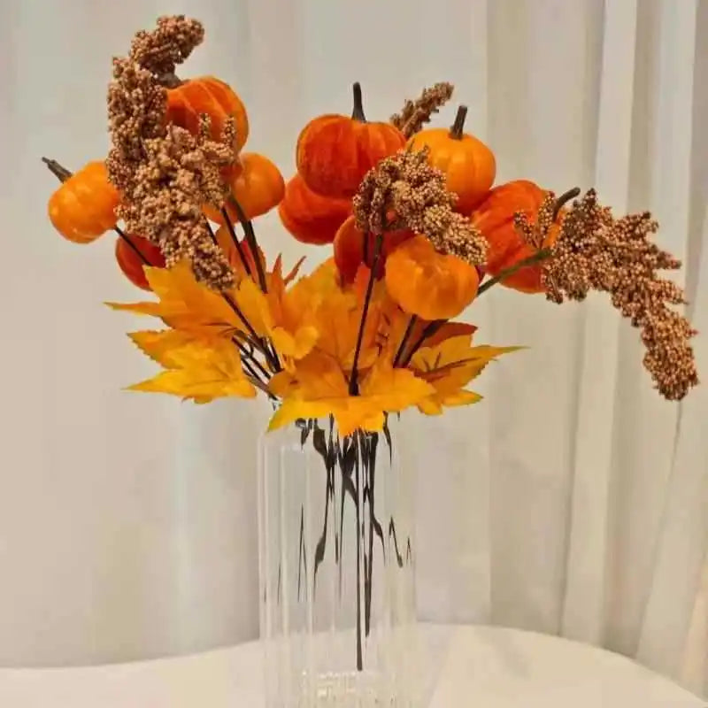 Artificial Pumpkin Maple Leaf Floral Pick | Fall Harvest Décor