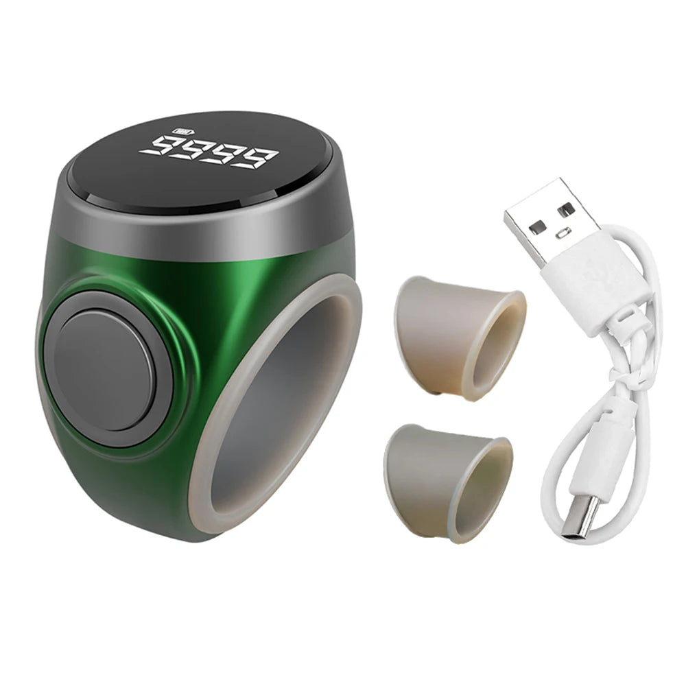 Smart Rechargeable Digital Counter Electronic Type-c Finger Counter Button 18/20/22mm Finger Ring Prayer Time Oasis Select Green