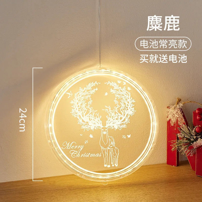 Christmas Transparent Luminous Night Lights, Festive Scene Atmosphere Decoration and Hanging Ornament Store Oasis Select Elk