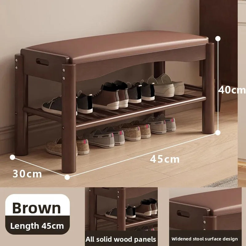 Shoe changing stool entrance Household shoe stool entrance door can sit shoe cabinet sitting stool integrated solid wood bench Oasis Select 45 long brown pad