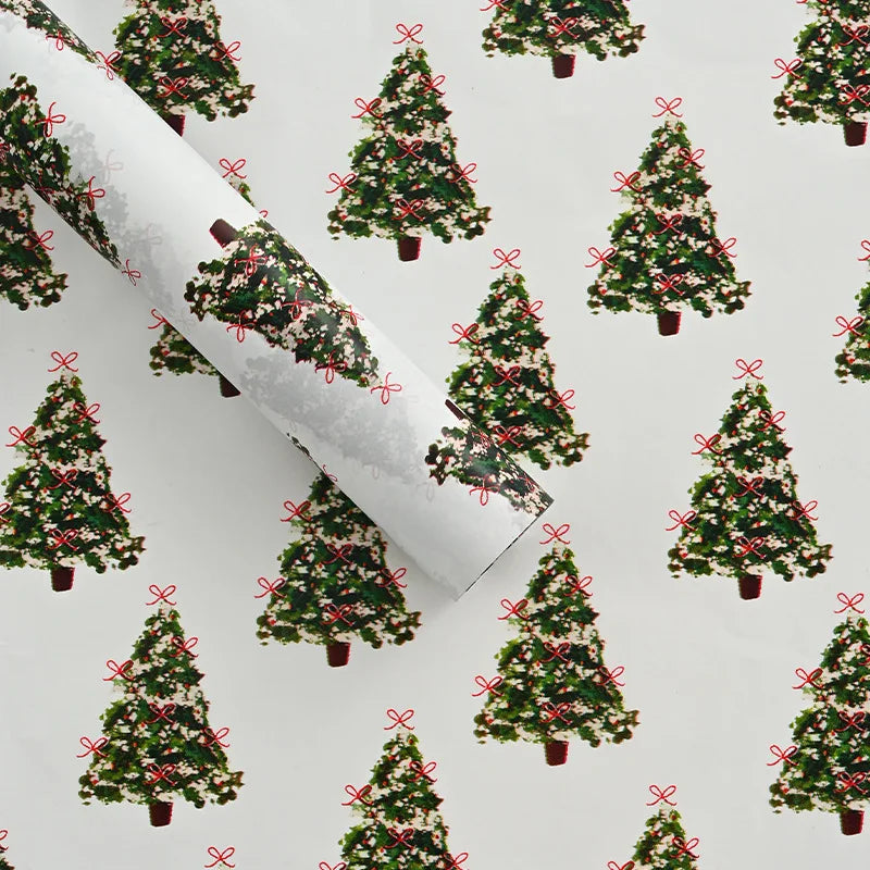 10pcs Christmas Tree Bowknot Print Tissue Paper New Year Gift Box Filling Flowers Wrapping Papers Festival Craft Packaging Paper Oasis Select F
