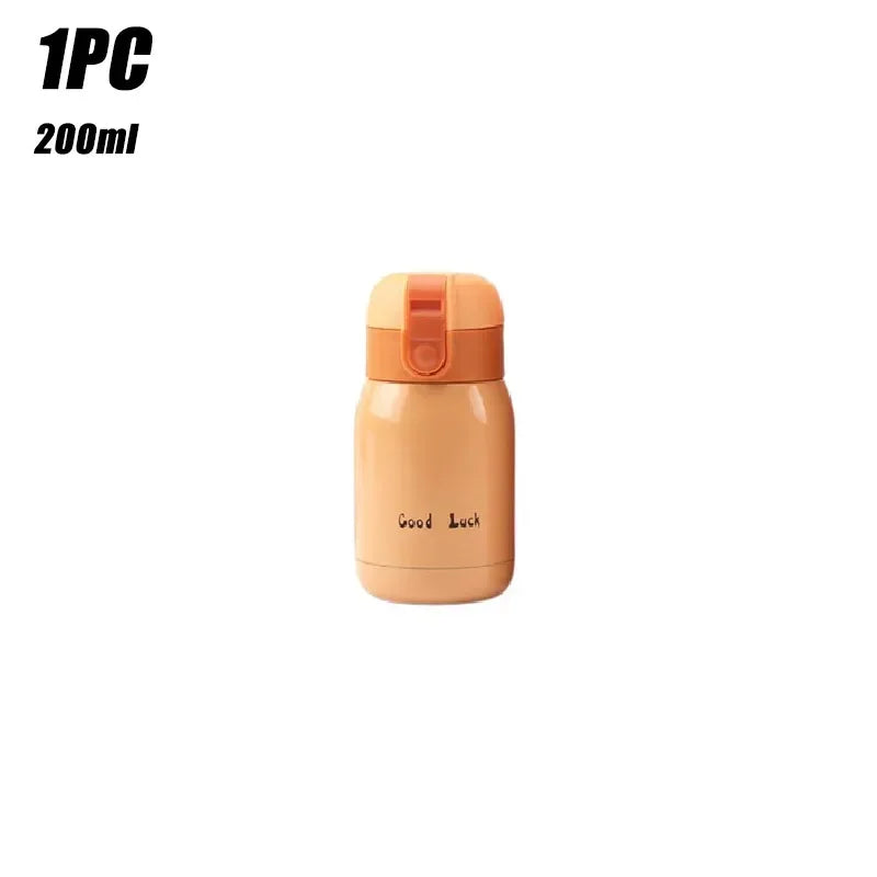 1/2PCS Goodluck Small Cute Mini Thermos Cup MINI Portable Creative Pot Belly Water Cup Pocket Cup with Hand Gift Oasis Select Yellow 200ML