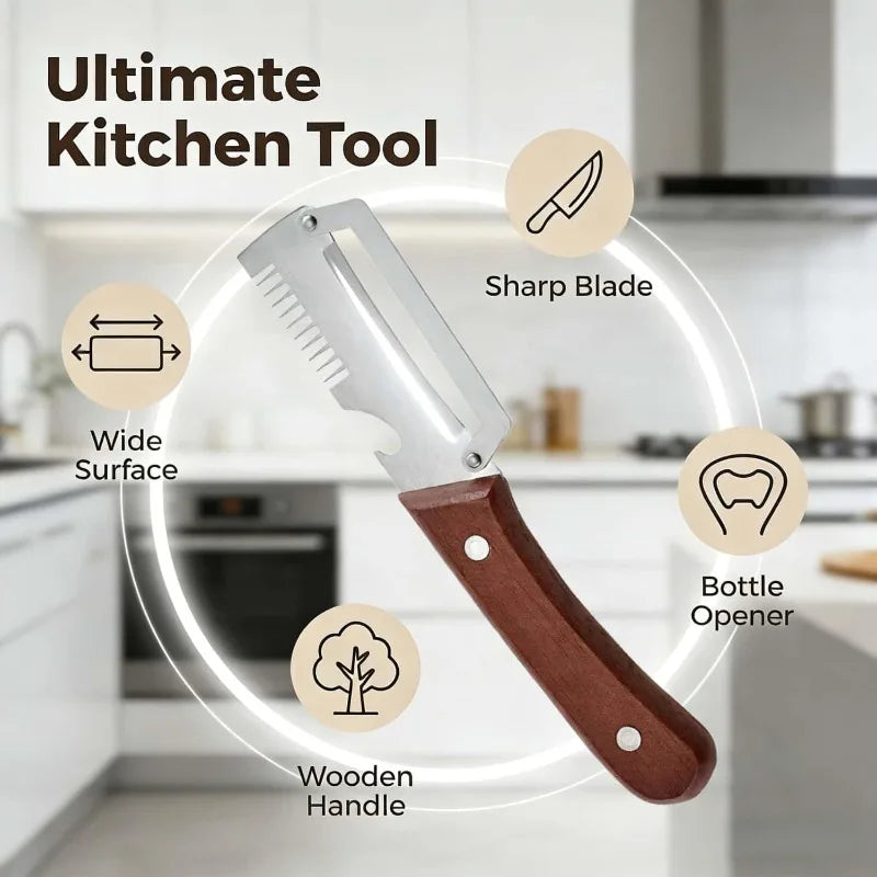 Easy Grip Non-Slip Multifunctional 3-in-1 Stainless Steel Peeler Vegetable & Fruit Slicer Shredder Kitchen Tool for Shredding Oasis Select