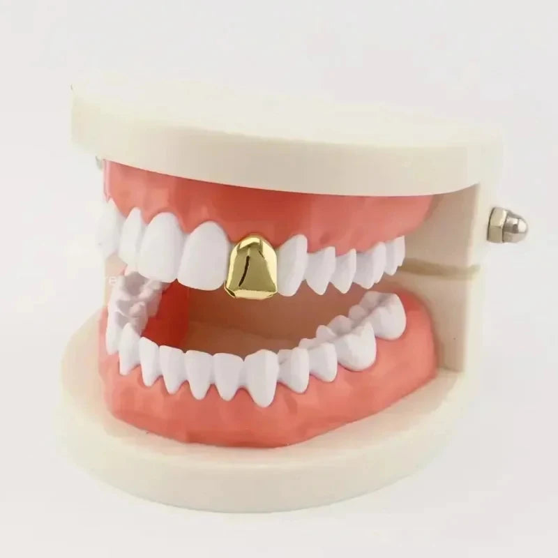 1/3/5Pcs 4 Colors Custom Fit Gold Plated HipHop Single Tooth Grillz Cap Top Bottom Dental Grill Teeth Caps Halloween Cosplay Oasis Select