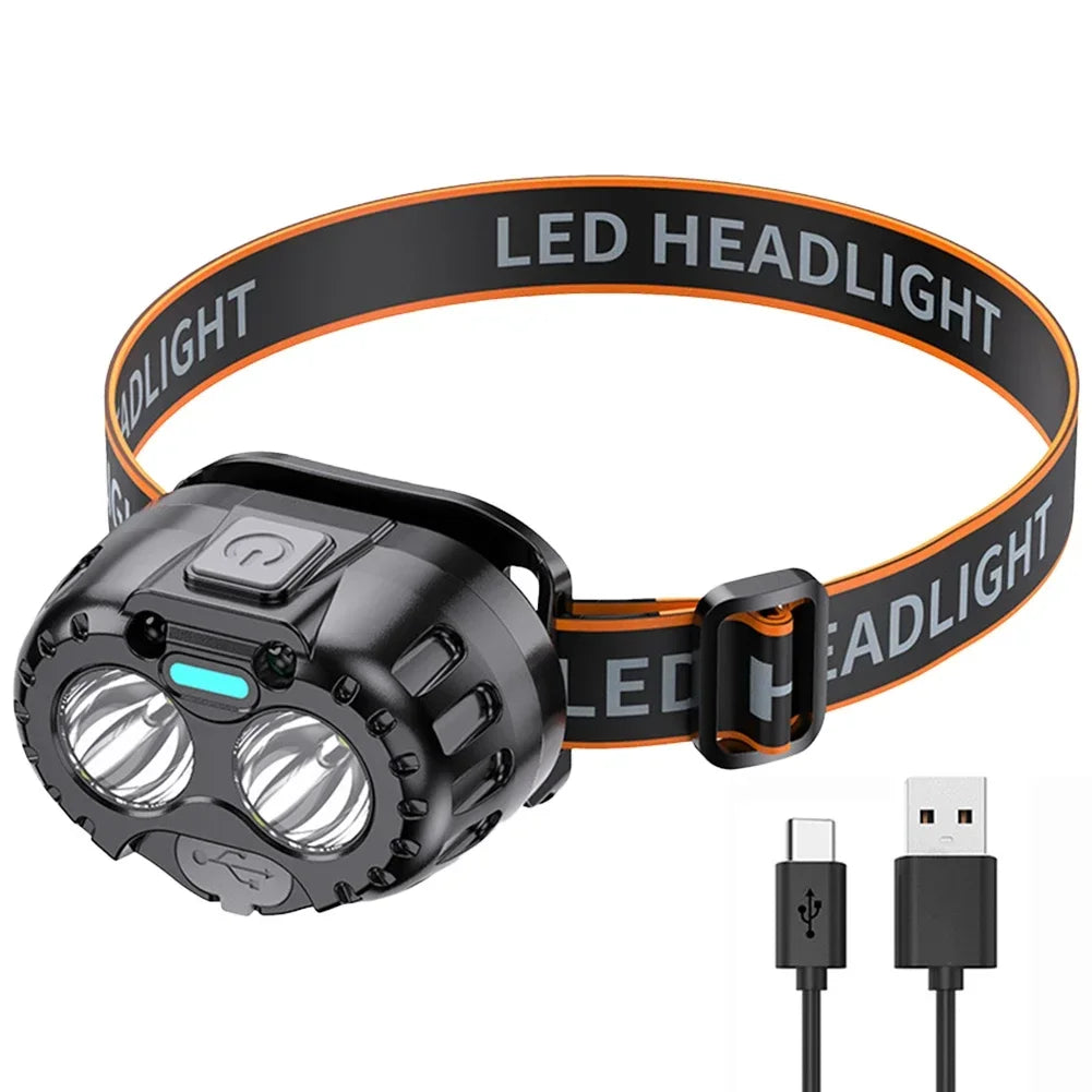 Powerful Headlamp LED Rechargeable Work Light Adjustable Flashlight with Magnetic Head Torch Outdoor Camping Cycling Lantern Oasis Select 1PC