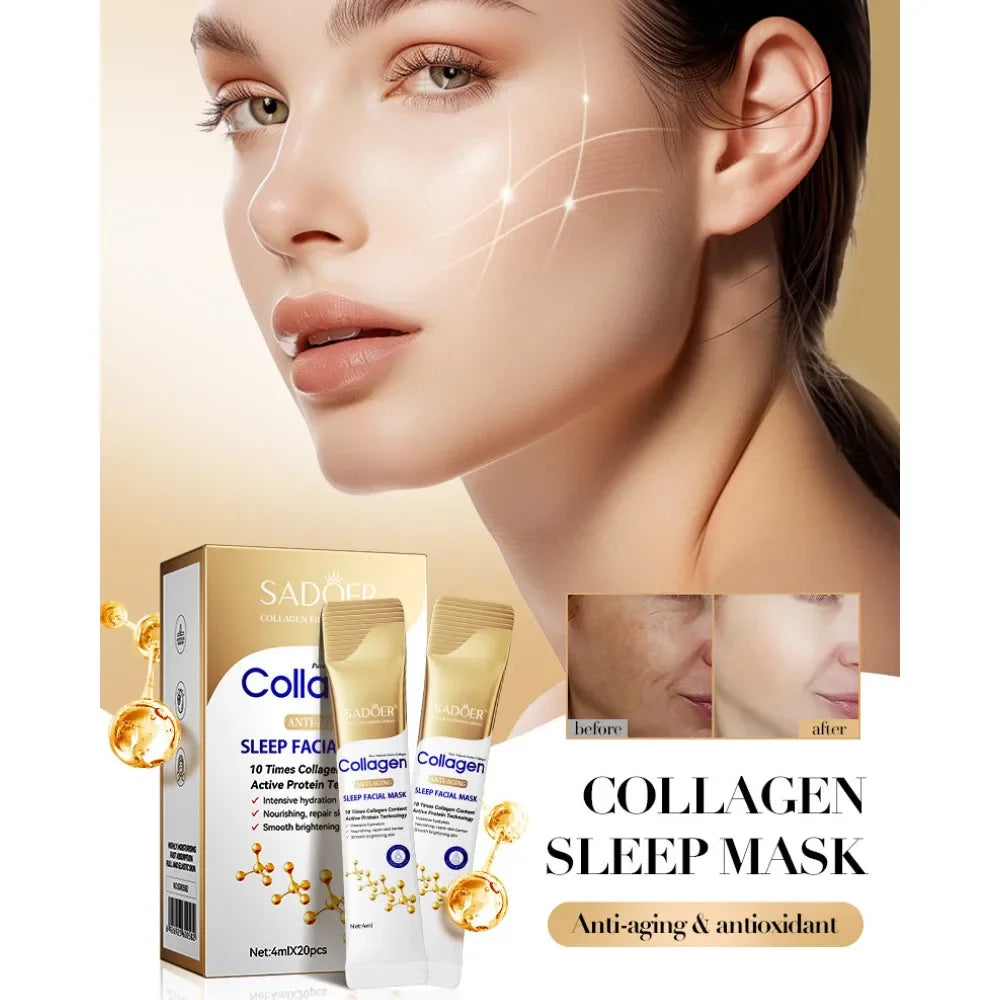 30pcs SADOER Collagen Sleeping Facial Masks Face skincare Moisturizing Brightening Firming Hydrating Face Mask Facial Skin Care Oasis Select
