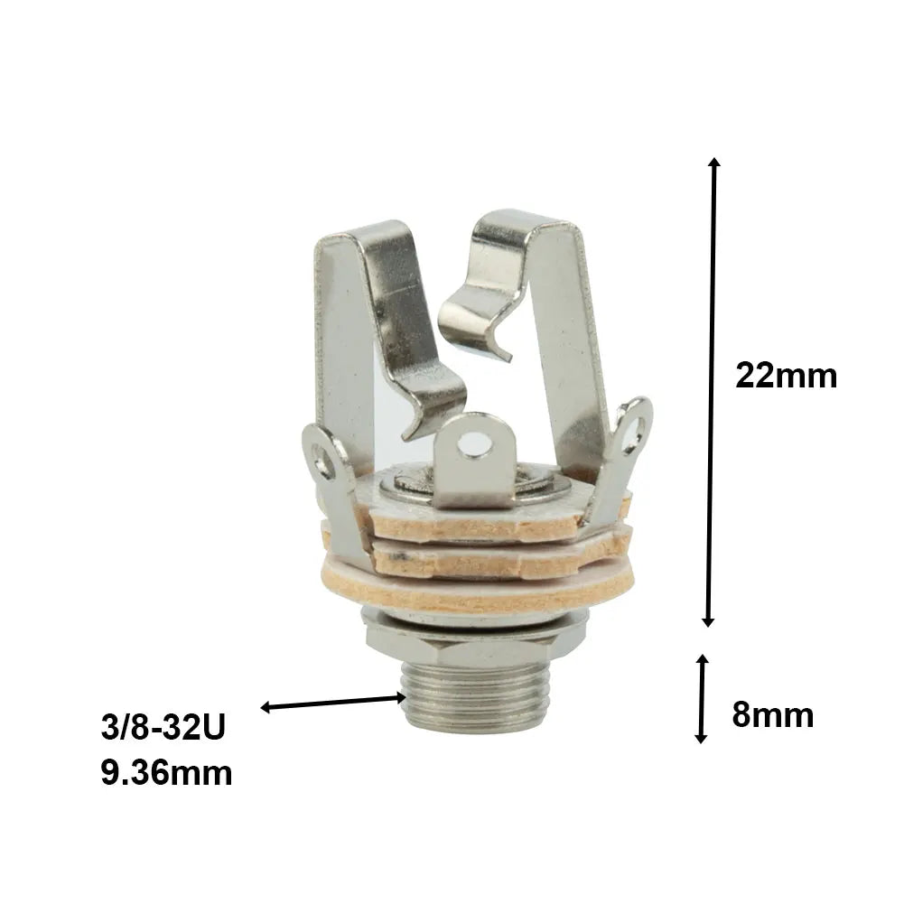 6.35mm Electric Guitar Jacks 3 Pole Stereo Panel Mount Plug Sockets Connector Guitar Jack For Active Pickups Guitar Bass Stereo Oasis Select