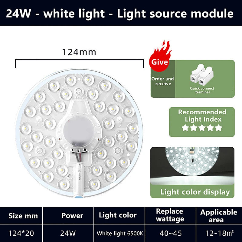 Hot Sale 1 Set Magnetic Suction LED Panel Circle Ring Light 12W 18W 24W 36W 48W 72W LED Round AC220V Ceiling Lamp Light Source Oasis Select 24W white light