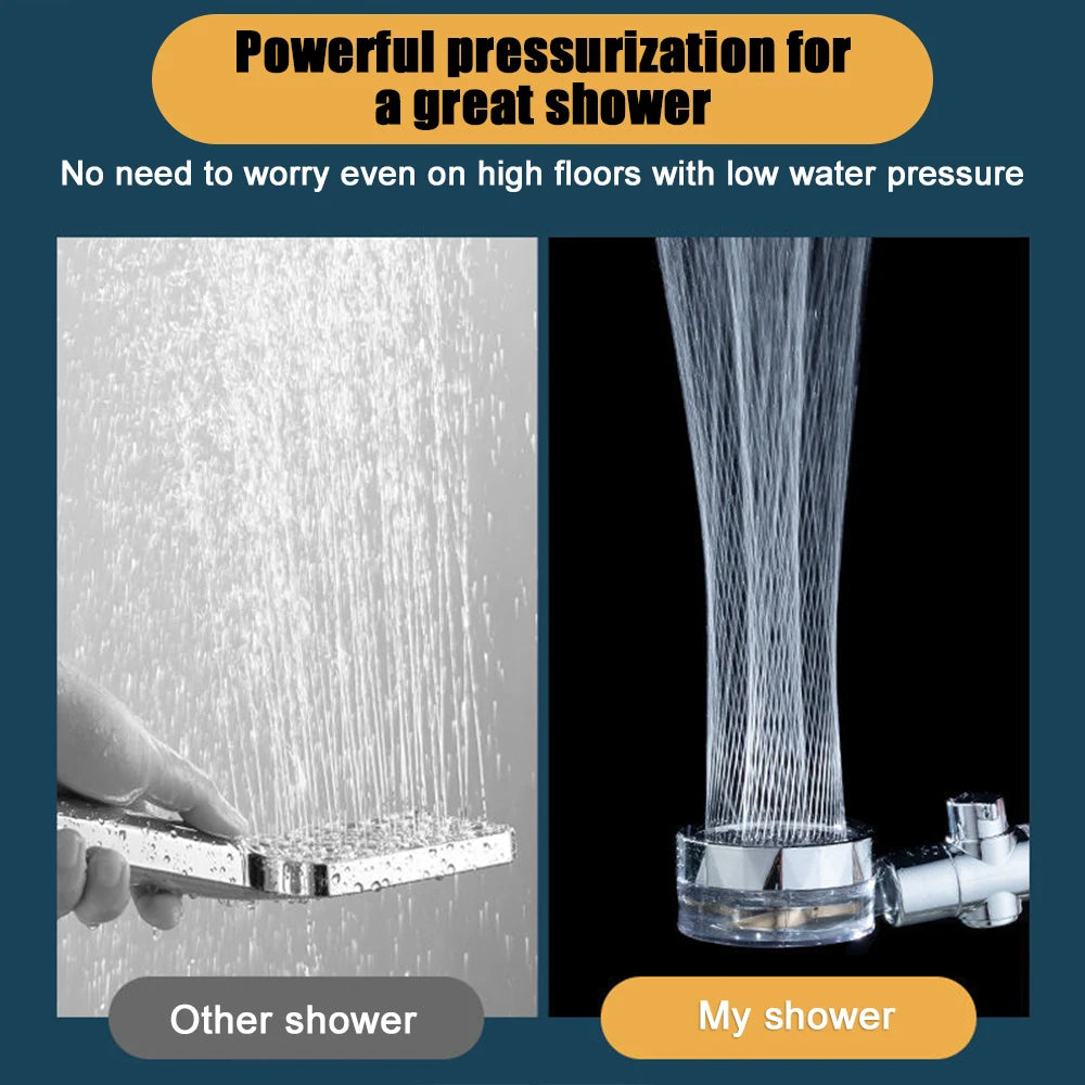 Powerful Pressurized Shower Set Fan Filter Showerhead One Touch Water Stop Sprayer Water Saving Handheld Showerheads Oasis Select