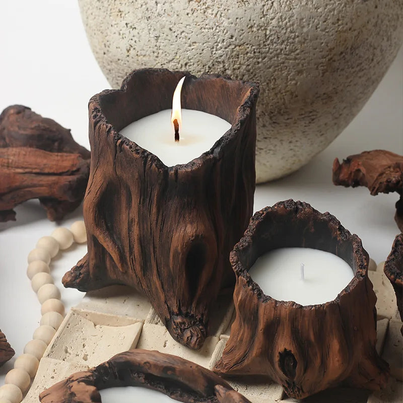 Retro Imitation Antique Simple Ceramic Household Aromatherapy Candle Cup Candle Empty Cup Candlestick Decoration Wax Container Oasis Select
