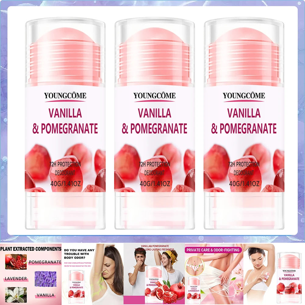 Aluminum Free Deodorant for Women 1/5 Count Pomegranate and Lemon Verbena 72 hour odor protection Whole Body Deodorant Sticks Oasis Select 40g 3pcs