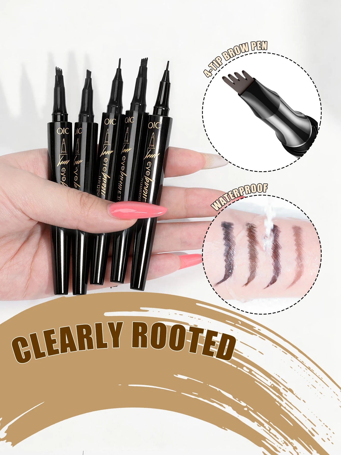 QIC 4D Micro-Textured Eyebrow Pen – Waterproof, Smudge-Proof