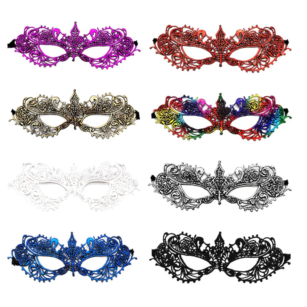 Women Sexy Hollow Lace Masquerad Face Mask with Ribbon Princess Party Mardi Gras Cosplay Prom Props Costume Nightclub Eye Mask Oasis Select