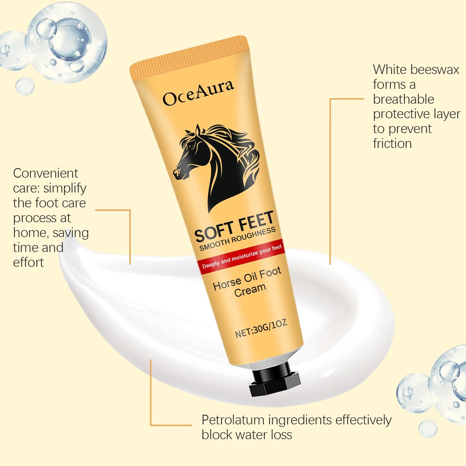 Horse Oil Anti Crack Foot Cream Repair Chapping Heel Callus Removal Exfoliation Nourish Smooth Anti-Drying Hand Feet Skin Care Oasis Select
