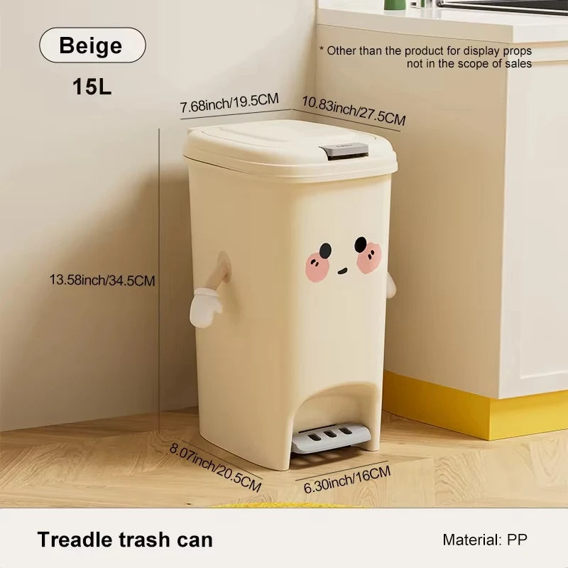 UFORU Creative trash can household advanced sense large capacity kitchen living room press pedal double open trash can Oasis Select 15L