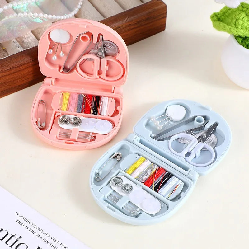 1pcs Portable Mini Semi-Circular Sewing Box Household Compact Sewing Kit Lightweight Needle & Thread Set for Travel Home Use Oasis Select