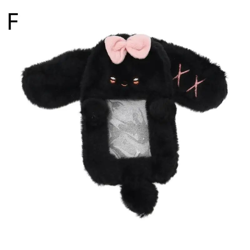 Cute Plush Rabbit Photocard Holder Soft Animal Design Anti-Scratch ID Card Case for Students School Daily Use 1Pcs Oasis Select F