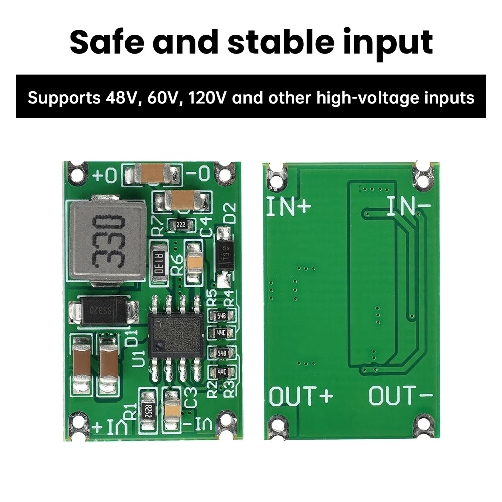 Mini DC-DC Buck Converter 48V 60V 120V to 3.3V 5V 12V Step-Down Power Module with Over Temperature Short Circuit Protection Oasis Select