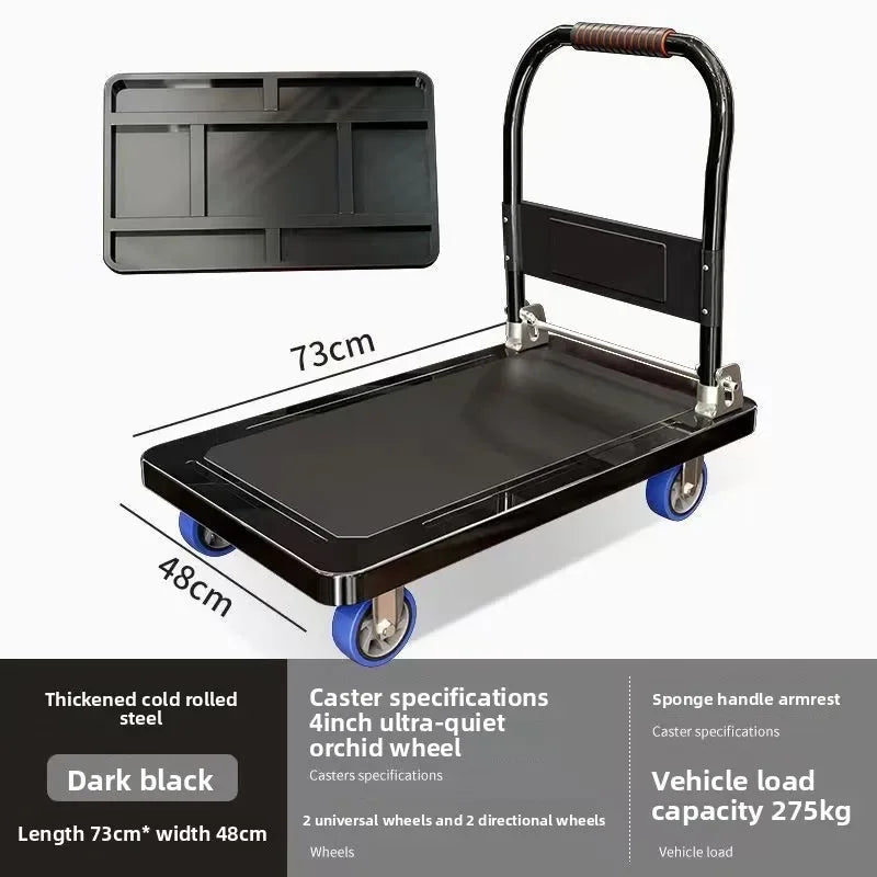 Multi-functional Color steel plate trolley Pull goods trolley Pallet flatcar Portable folding silent Oasis Select