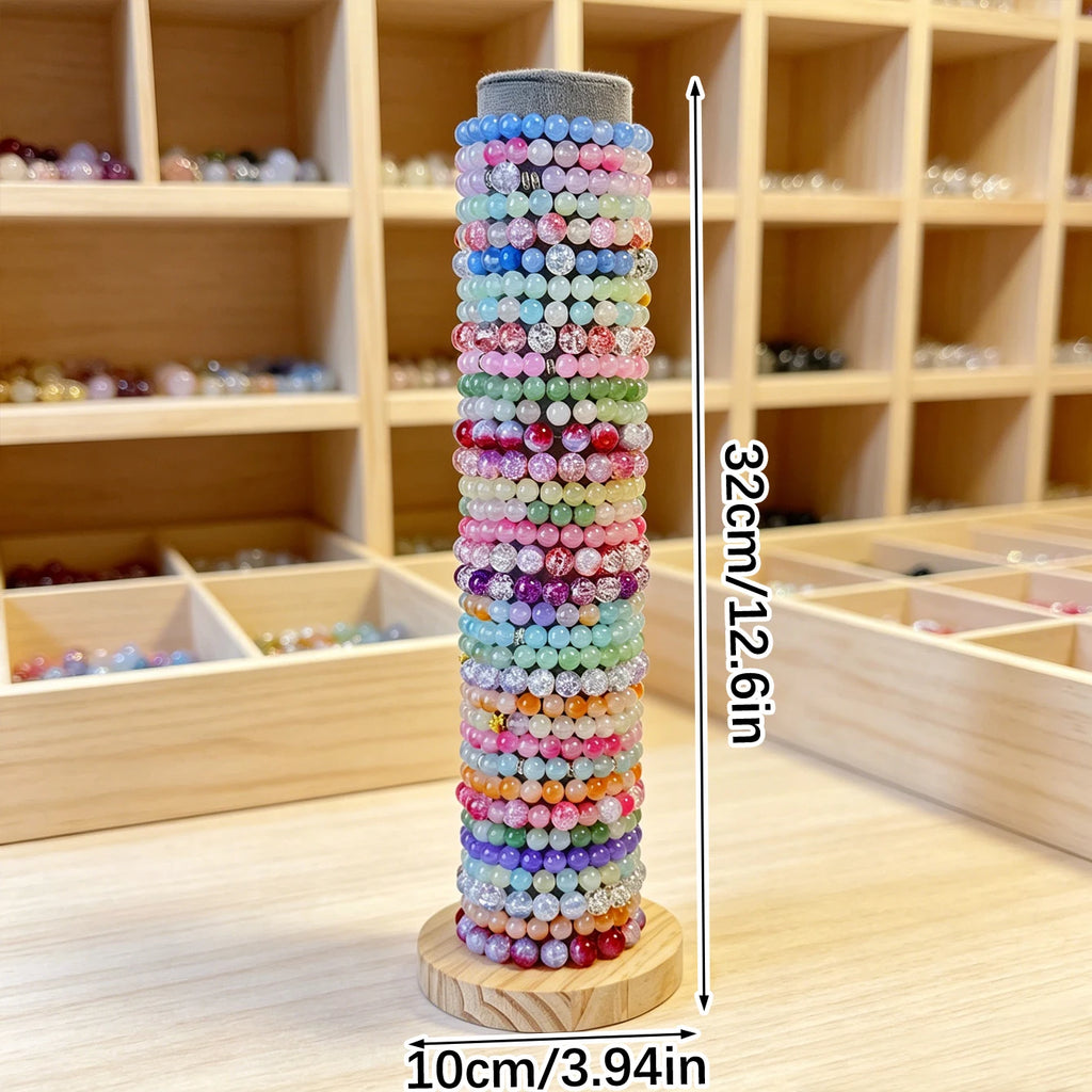 1pc velvet multi-color bracelet jewelry storage rack with vertically stacked tabletop and wooden solid wood base storage rack Oasis Select jewelry stand 2