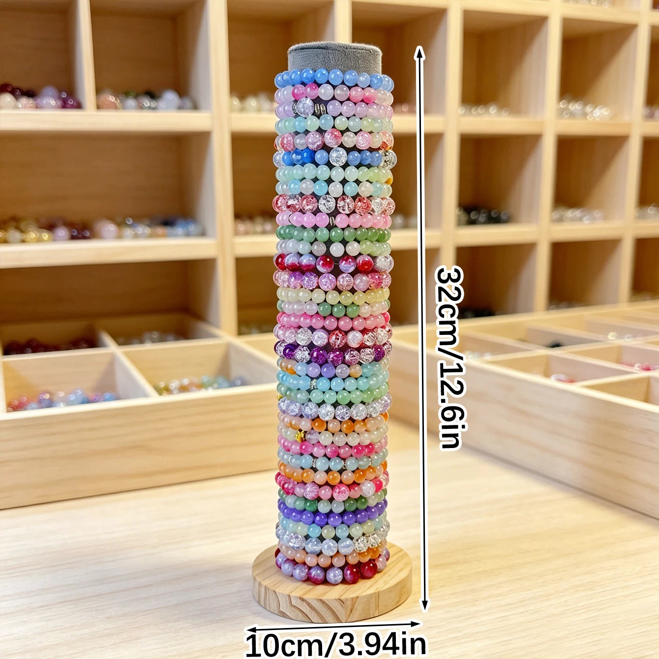 1pc velvet multi-color bracelet jewelry storage rack with vertically stacked tabletop and wooden solid wood base storage rack Oasis Select jewelry stand 2