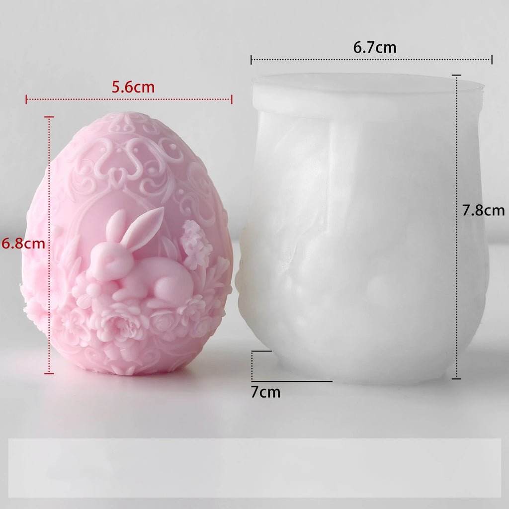 DIY Easter Bunny Egg Silicone Candle Mold 3D Embossed Rabbit Handmade Soap Plaster Resin Ornaments Crafts Molds Home Decor Gifts Oasis Select