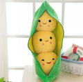25CM Cute Children's Baby Plush Peas Filled Plant Doll Toy Children Kawaii Quality Pea-shaped Pillow Toy Boy Girl Gift Oasis Select Yellow about 25cm