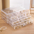 Multi-Compartment Jewelry Storage Box, Acrylic Transparent Earrings Drawer Box With Three-Layer 72-Grid High-Capacity Portable Oasis Select Transparent 72-Grid