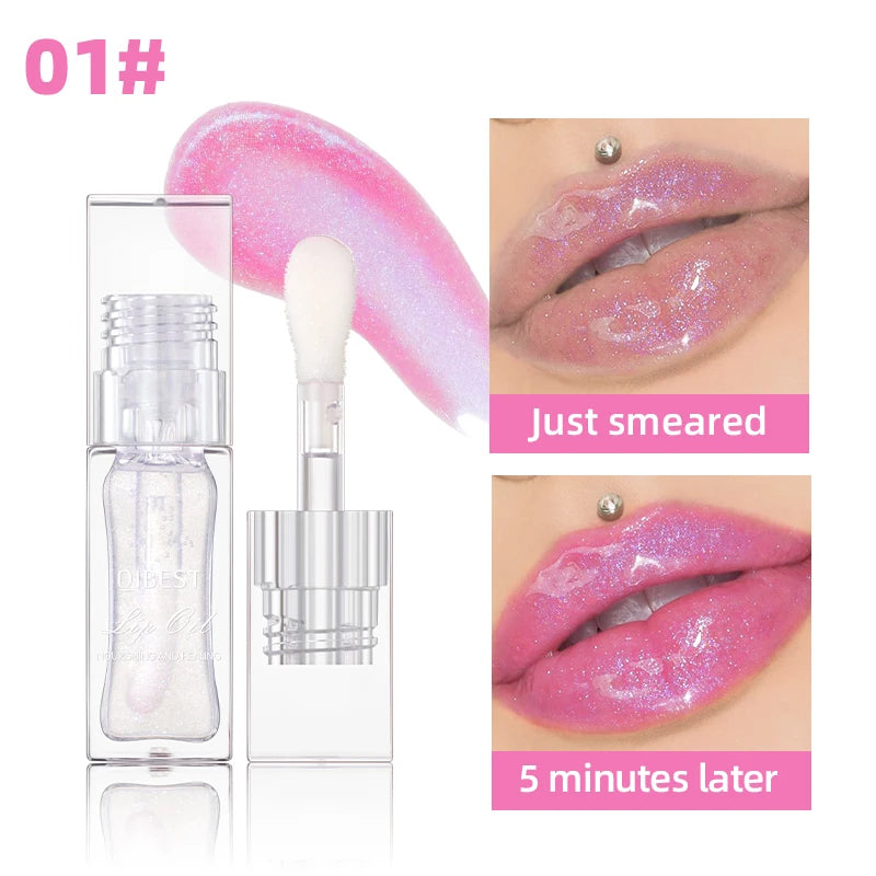 QIBEST Color-Changing Lip Oil – Hydrating Pearlescent Gloss