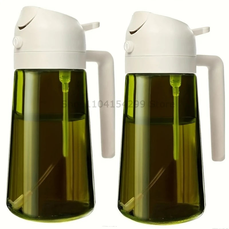 2-in-1 Oil Sprayer Dispenser Olive Oil Dispenser Oil Spray Bottle Plastic Spray Bottle for Cooking Air Fryer BBQ Baking Salad Oasis Select 2pcs White