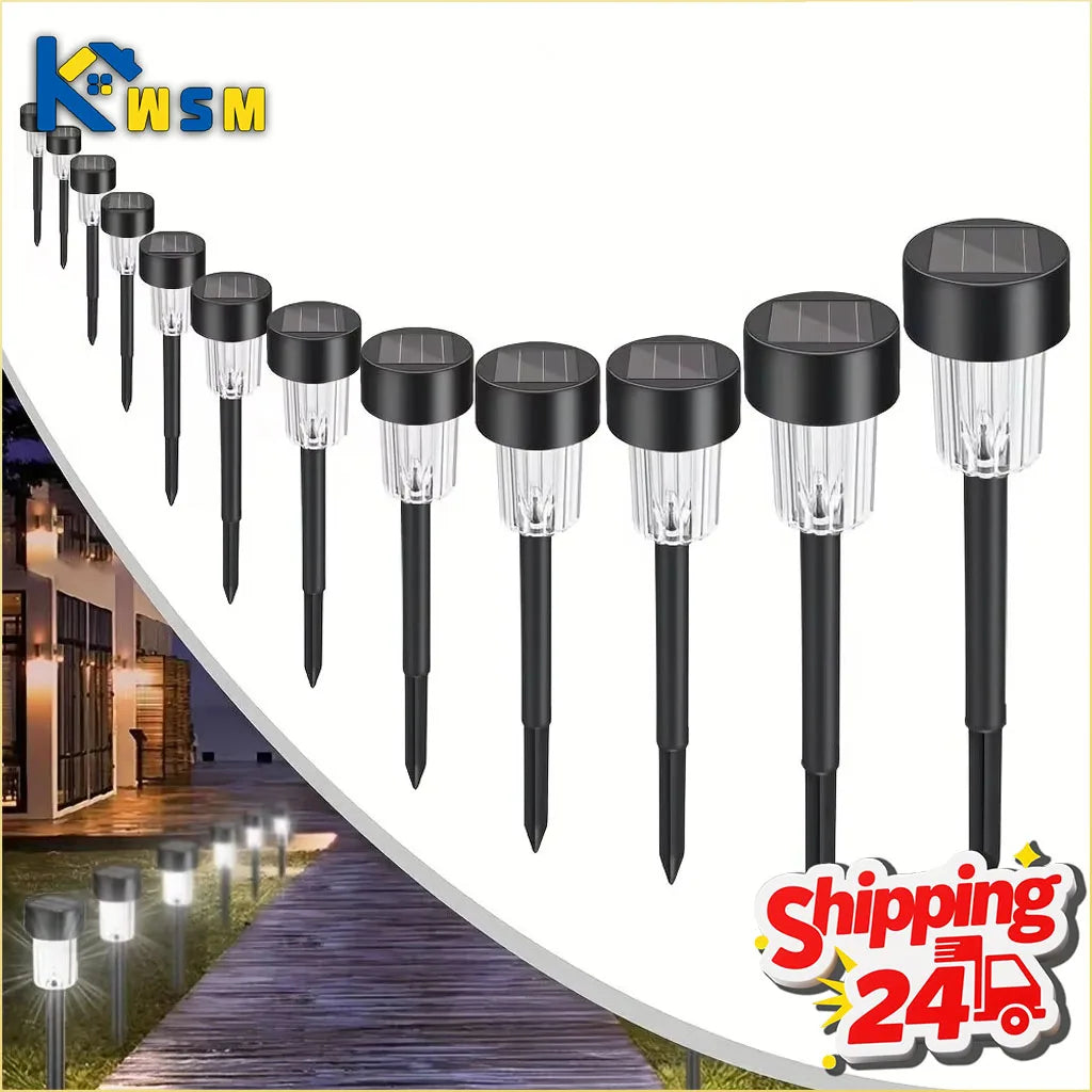 Solar Powered Stainless Steel Tube Lights Outdoor Waterproof Garden Yard Lawn Lamp Night Light Pathway Lighting Oasis Select