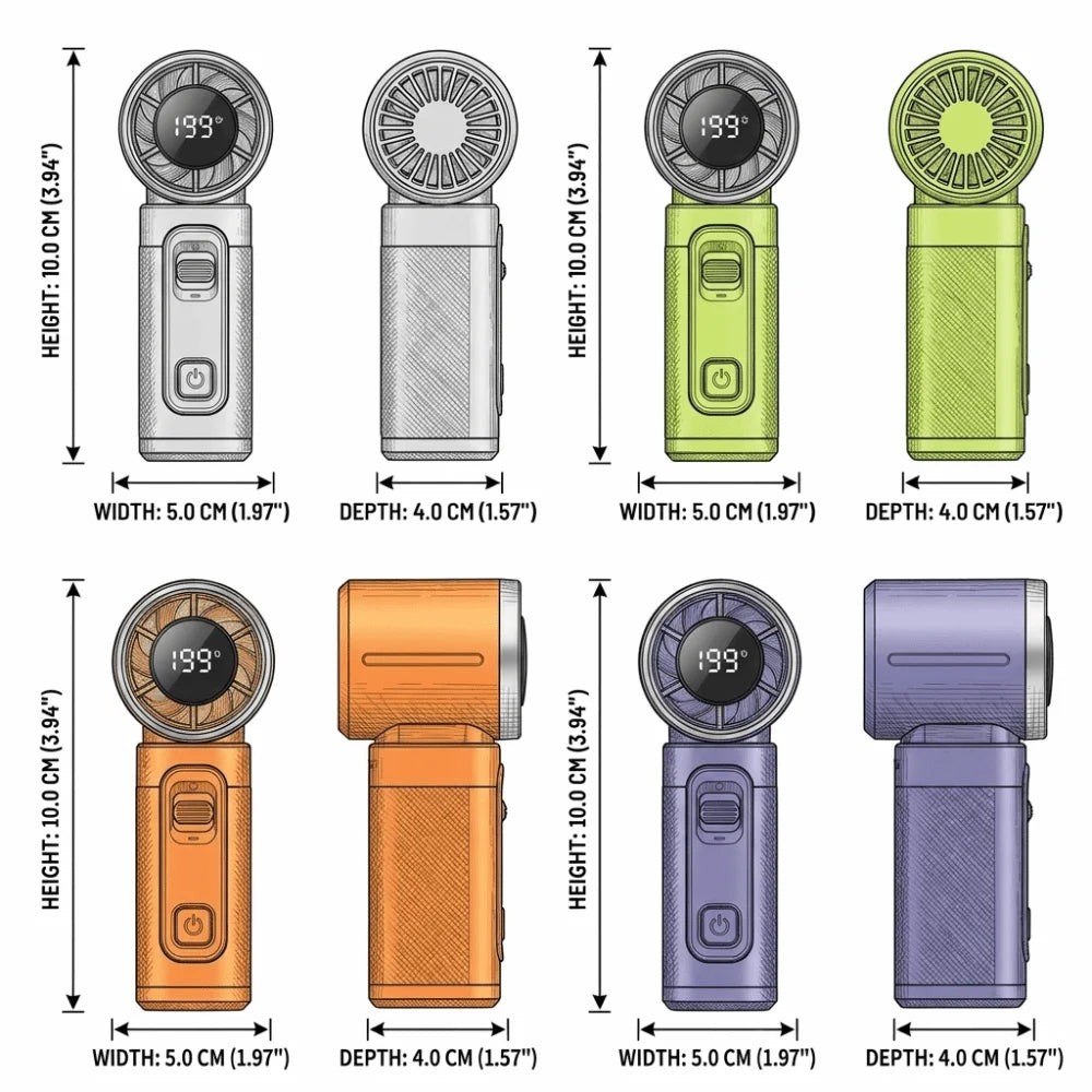 3000mAh Battery Portable Handheld Fan Stepless Speed Adjustment Strong Airflow Mini Pocket Fan Lightweight for 5V/1.5A 3000mAh Oasis Select
