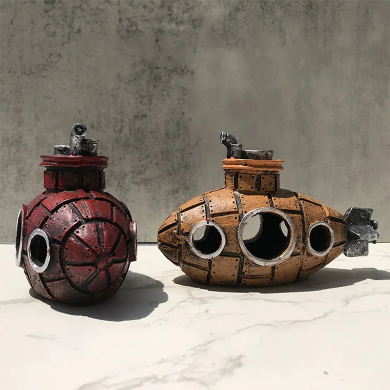 Resin Submarine Aquarium Decoration Fish Shrimp Shelter Hideout Cave Aquatic Ornament Fish Tank Landscaping Background Accessori Oasis Select