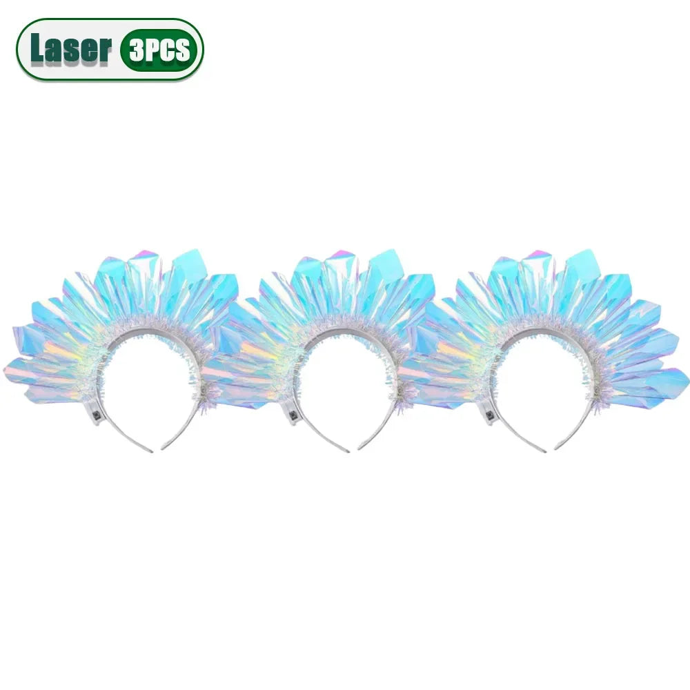 Glowing Laser Headband Light Up Hair Hoop Colorful LED Party Accessories for Halloween Christmas Stage Show Decoration Gift Oasis Select Laser-3PCS