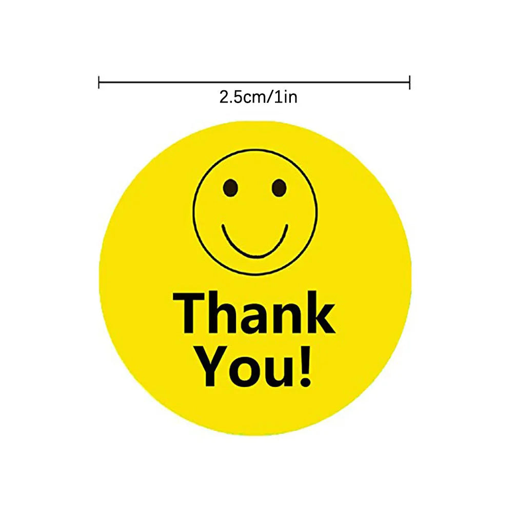 Smile Thank You Stickers,Yellow Smiley Face Thank You Stickers ,Happy Face Mailing Labels 500pcs Round Circle Adhesive Stickers Oasis Select
