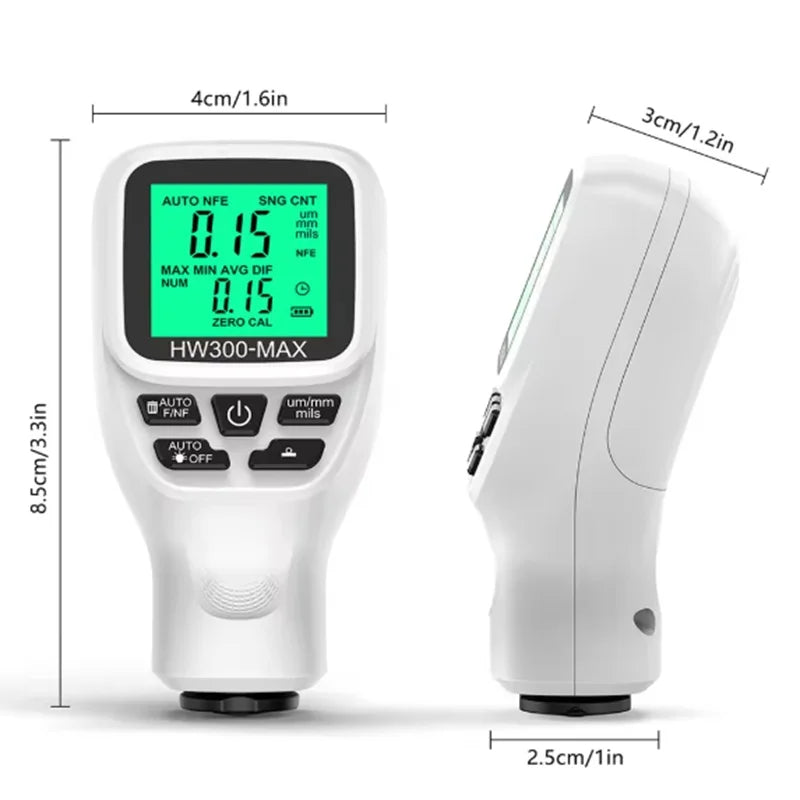 HW300-MAX Car Coating Thickness Gauge 0-2000UM Car Paint Film Thickness Tester Paint DFT Measuring Meter Cars Measuring Tools Oasis Select